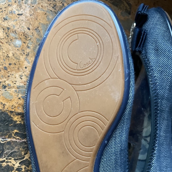 COACH BLUE DENIM TEXTILE BOW COACH DECOR BALLERINA FLAT SIZE US 8.5 - Picture 8 of 13